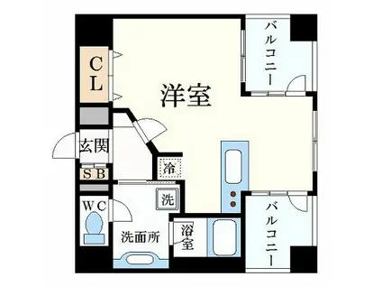 プレジール三ノ宮(1K/2階)の間取り写真