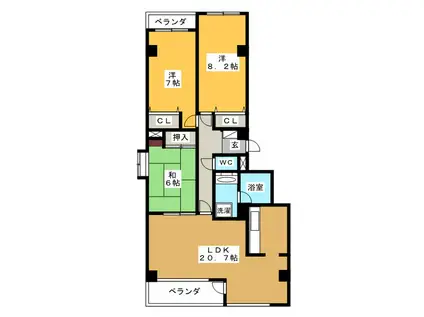 コンフォーレ船橋(3LDK/2階)の間取り写真