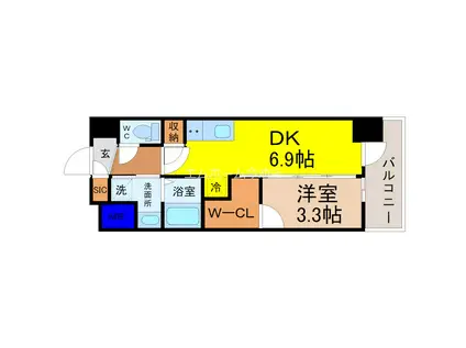 エステムコート名古屋新栄Vラポール(1DK/3階)の間取り写真