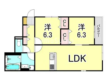 MAISON DE HIRO 2(2LDK/1階)の間取り写真