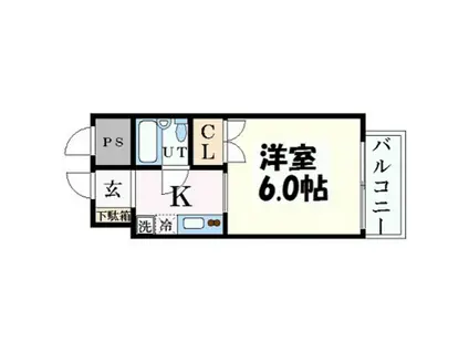 ヴェルコート上幟(1K/3階)の間取り写真