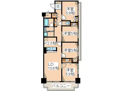 サザントゥリーII(4LDK/5階)の間取り写真
