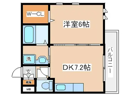 キャナルコート御崎(1DK/2階)の間取り写真