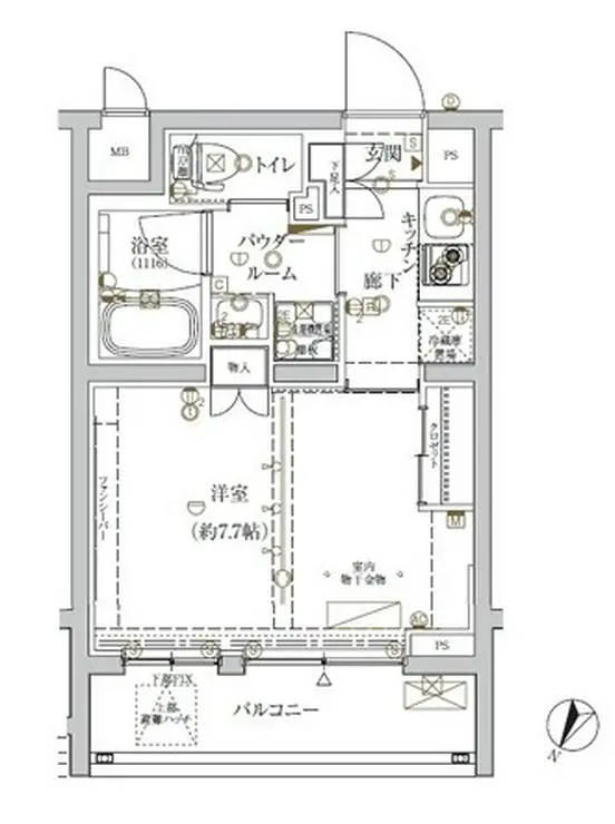 クレイシア新宿ノース 1階階 間取り