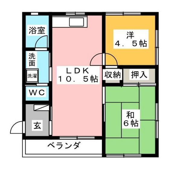 シャリテホサキ(2LDK/2階)の間取り写真