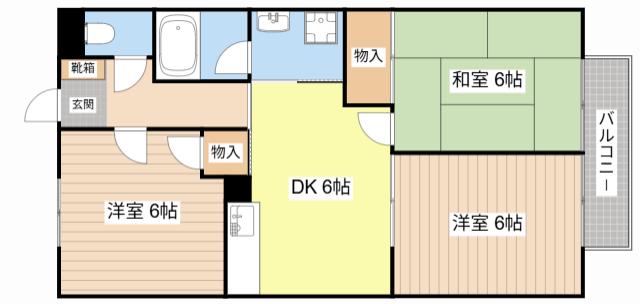 プチシャンブルいずみI(3DK/1階)の間取り写真