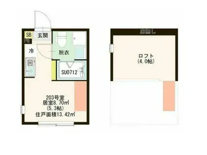 ハーモニーテラス北小岩XX(ワンルーム/2階)の間取り写真