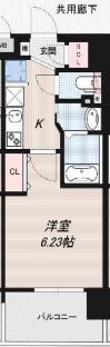 LUXE布施南II(1K/4階)の間取り写真