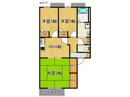 ハイツ吉見(3DK/2階)の間取り写真