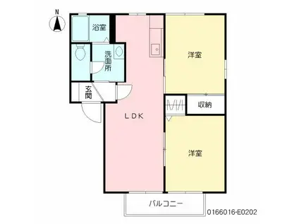 イースト  V棟(2LDK/2階)の間取り写真
