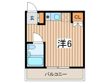 ガーデンハウス(ワンルーム/2階)の間取り写真