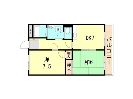 サンパレス東須磨(2DK/2階)の間取り写真