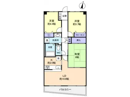 モンテローザ緑が丘(3LDK/1階)の間取り写真
