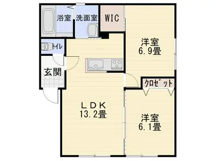 メゾン・ド・ウェリナ(2LDK/2階)の間取り写真