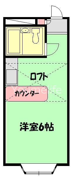 ベルピア茅ヶ崎第6-1(1K/2階)の間取り写真