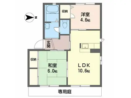 ココナッツハウスII(2LDK/1階)の間取り写真