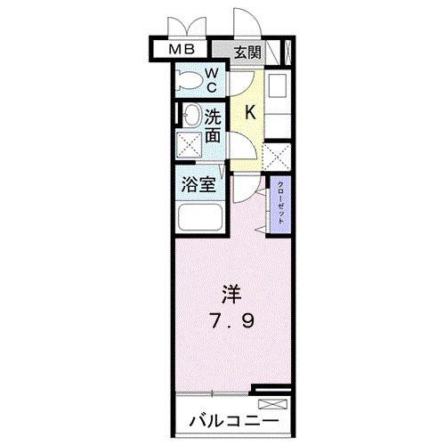 ベルフィオーレ(1K/3階)の間取り写真