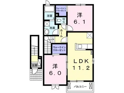 ファインアップルSK(2LDK/2階)の間取り写真