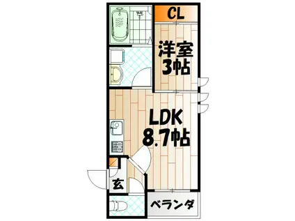 COMFORTIA安部山公園(1LDK/2階)の間取り写真