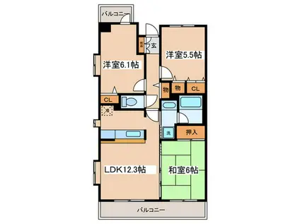 ラ・カージュ横濱(3LDK/1階)の間取り写真