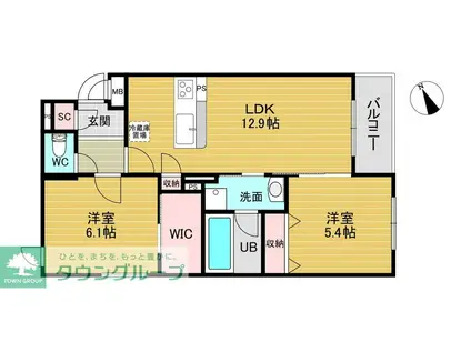 Uレジデンス東比恵(2LDK/1階)の間取り写真