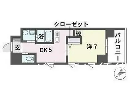 QREST博多東(1DK/6階)の間取り写真