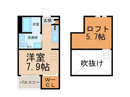 メリュート(1K/2階)の間取り写真