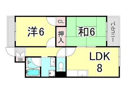 アコーレ六甲I(2LDK/3階)の間取り写真