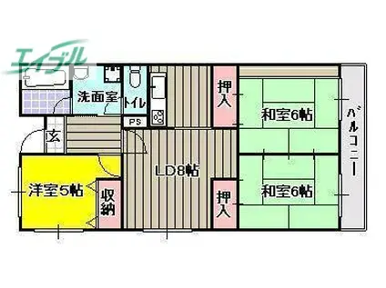 レジデンス奥田(3LDK/7階)の間取り写真