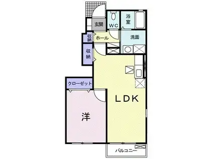 プラシードII(1LDK/1階)の間取り写真
