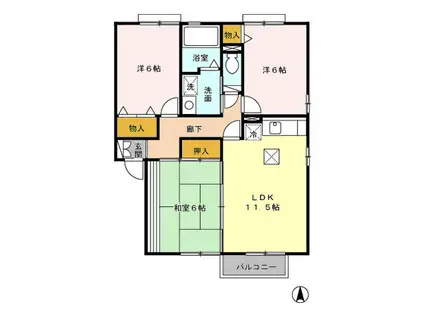 メゾン・ド・ボヌールA(3LDK/2階)の間取り写真