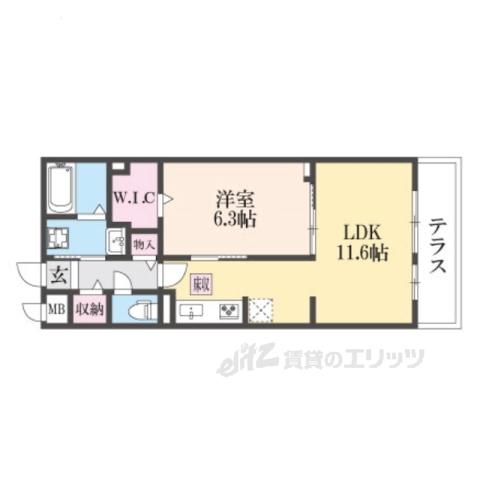ノルドフィウ―メ(1LDK/1階)の間取り写真