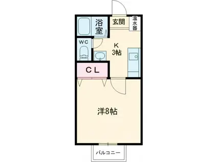 アリヴィオI番館(1K/2階)の間取り写真