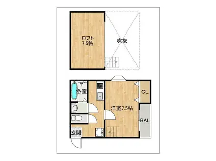 MAX2005(1K/2階)の間取り写真