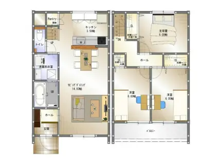 メイプルヴィレッジ A(3LDK/1階)の間取り写真