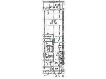ジェノヴィア原木中山(1K/3階)の間取り写真
