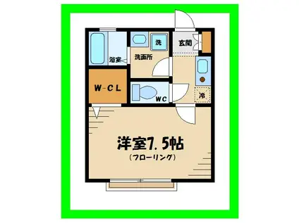 リリーフK(1K/2階)の間取り写真