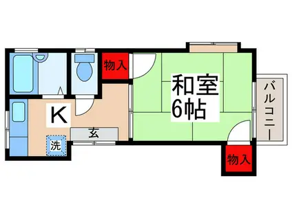 ハイツヨシノ(1K/2階)の間取り写真