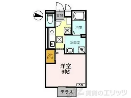 メルベーユ箕面II(ワンルーム/1階)の間取り写真