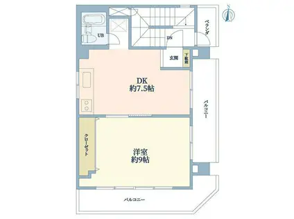 岩上ビル(1DK/4階)の間取り写真