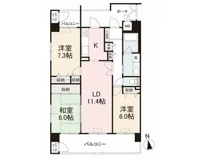 ダイアパレス古新町701(3LDK/7階)の間取り写真