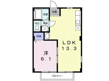 サンハイツB(1LDK/1階)の間取り写真