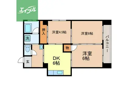 梶田ビル(3DK/3階)の間取り写真