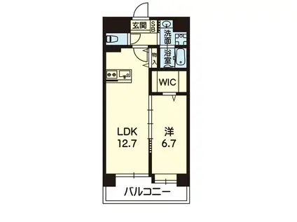 ヴィオラ坪井川遊水公園(1LDK/6階)の間取り写真