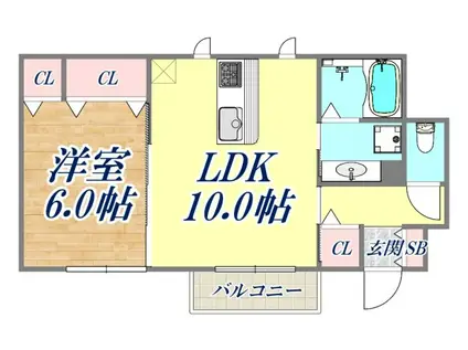 ナーヴィス(1LDK/1階)の間取り写真