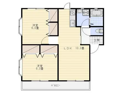 ティエドIIO C(2LDK/1階)の間取り写真