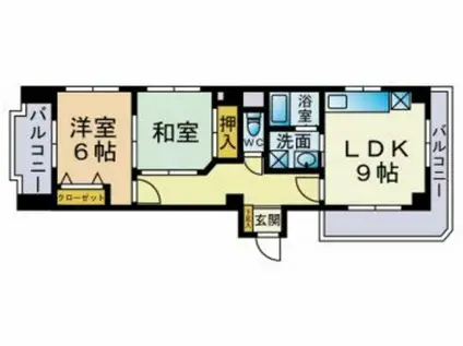 ヴァリエ東大橋(2LDK/3階)の間取り写真