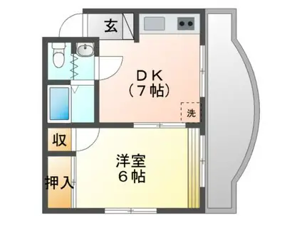 矢野ビル(1DK/3階)の間取り写真