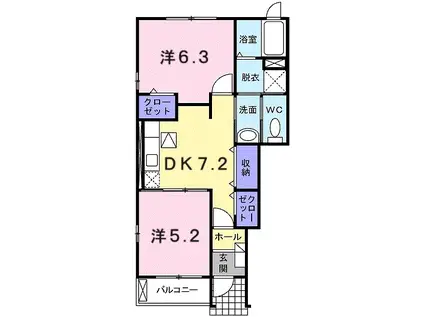 カーサ アザレ―ア I番館(2DK/1階)の間取り写真
