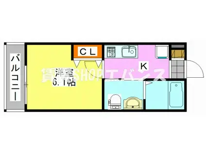 リオン高根台(1K/1階)の間取り写真